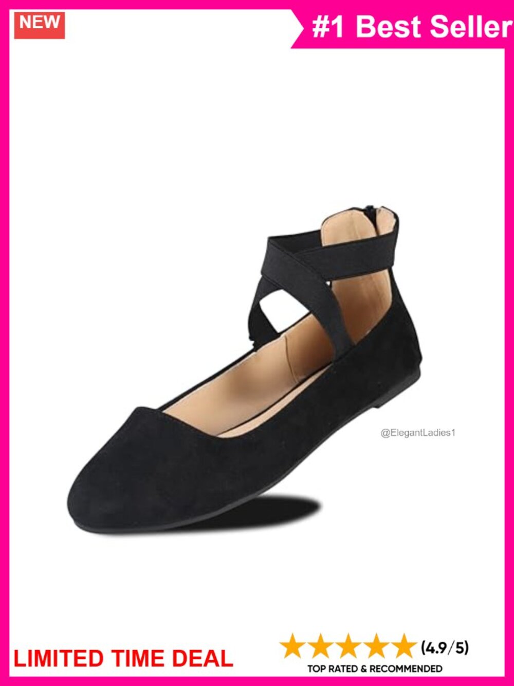 Faux Suede Mary Jane Ankle Strap Ballet Flats Foam Cushion Work Shoes